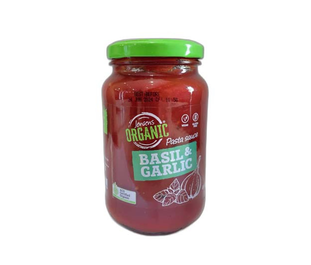 Jensens organic Basil & garl