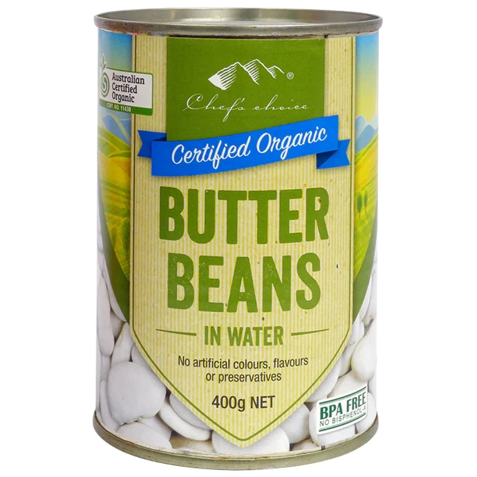 Chef's Choice Organic Butter Beans In Water 400g