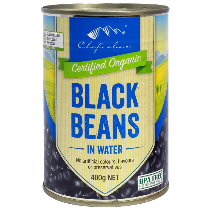 Chef's Choice Organic Black Beans In Water 400g