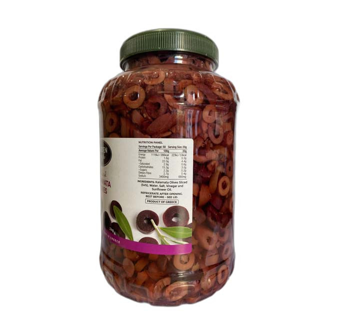 Garden fresh sliced kalamata olives 2KG