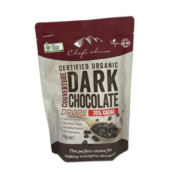 Chef's Choice Certified Organic Raw Dark Chocolate Drops 300g