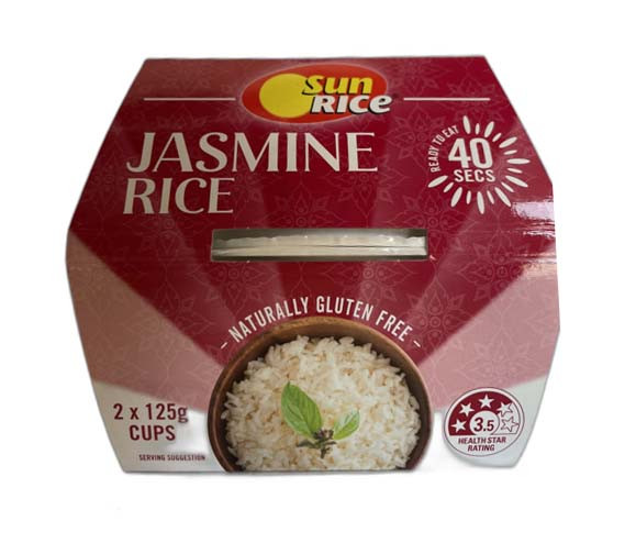 Sunrice Microwave White Long Grain Rice Cup 125g x 2 Pack