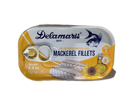 Delamaris Mackerel Fillets in sunflower Oil 125g