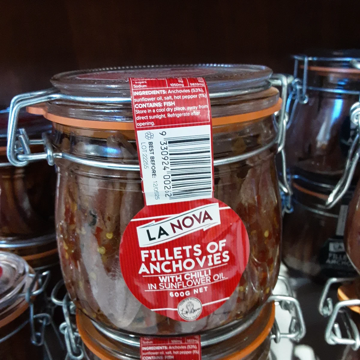 La Nova Fillets Of Anchovies With Chilli 600g