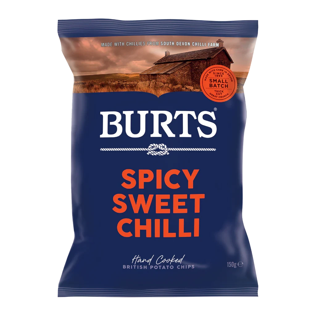 BURTS HAND COOKED POTATO CHIPS SPICY SWEET CHILLI 150G