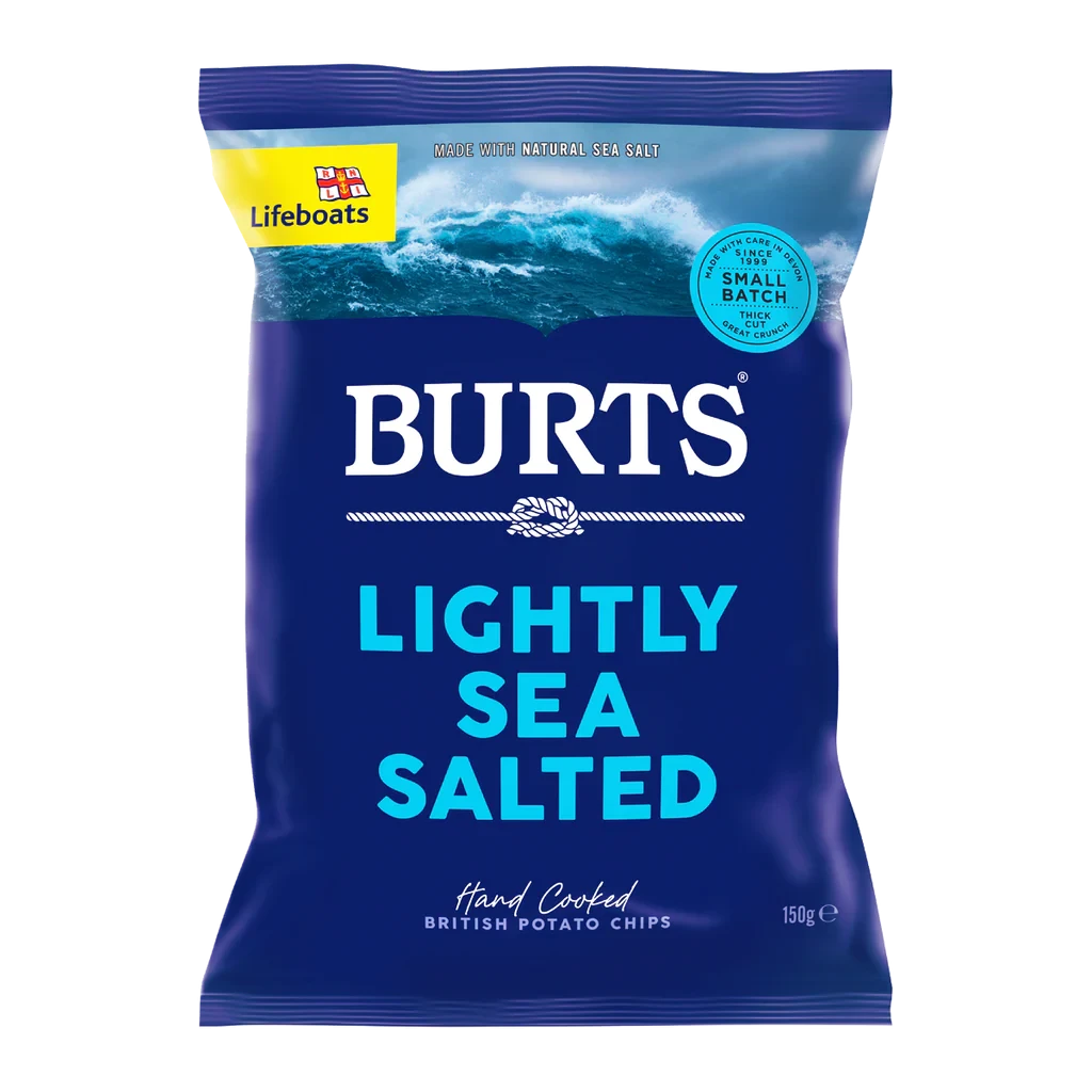 BURTS HAND COOKED POTATO CHIPS SEA SALT 150G