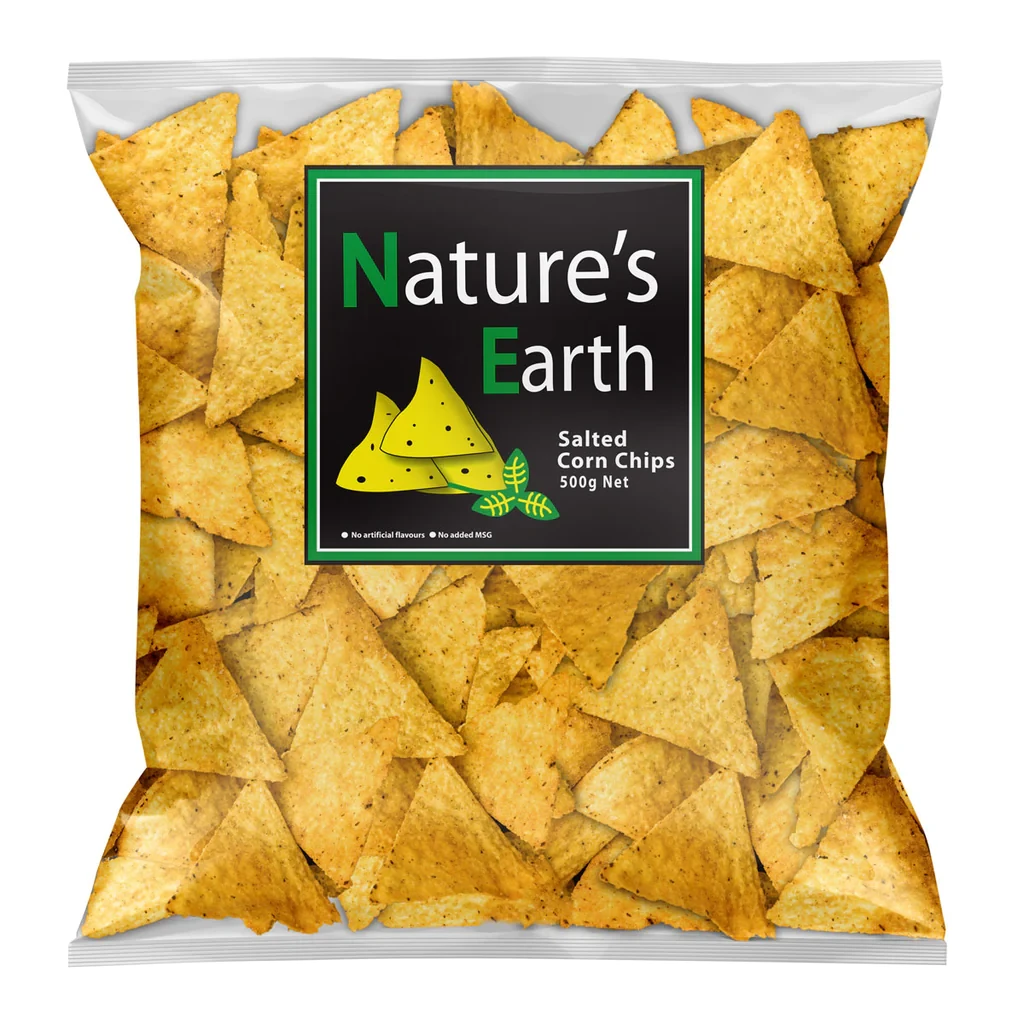 NATURE'S EARTH SALTED CORN CHIPS 500G