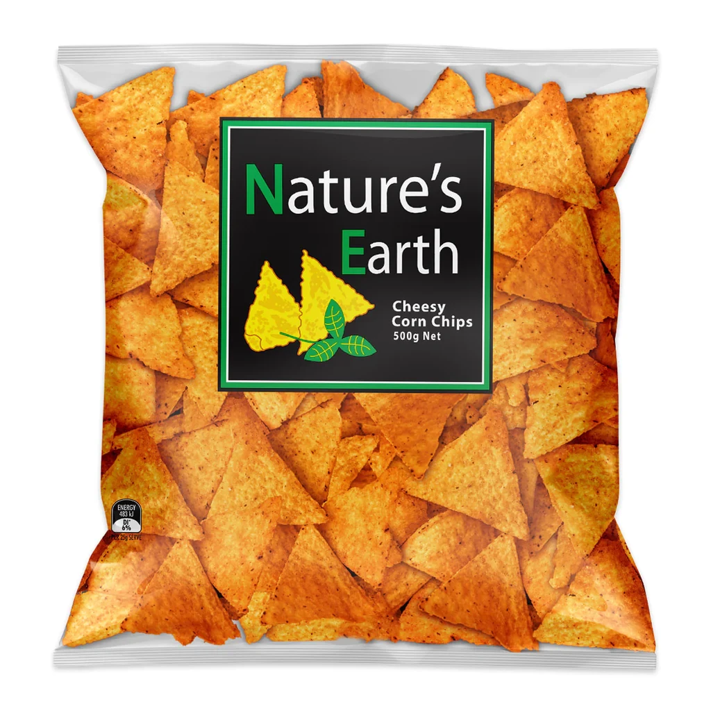 NATURE'S EARTH CHEESEY CORN CHIPS 500G
