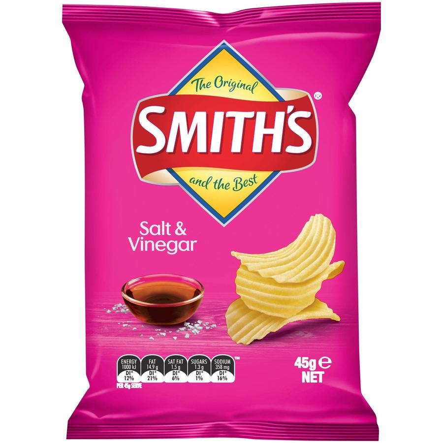 Smith's Crinkle Cut Potato Chips Salt & Vinegar 45g