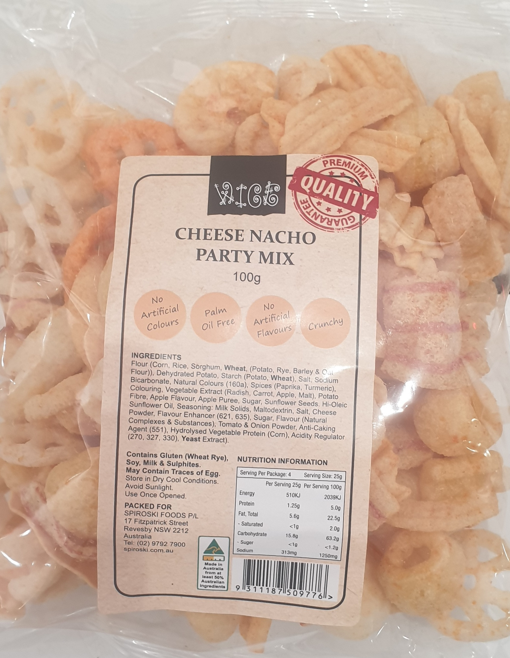 WICE CHEESE NACHO PARTY MIX 100G