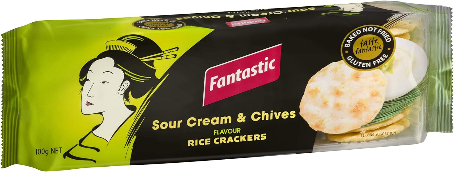 Fantastic Rice Crackers Sour Cream & Chives, 100 g