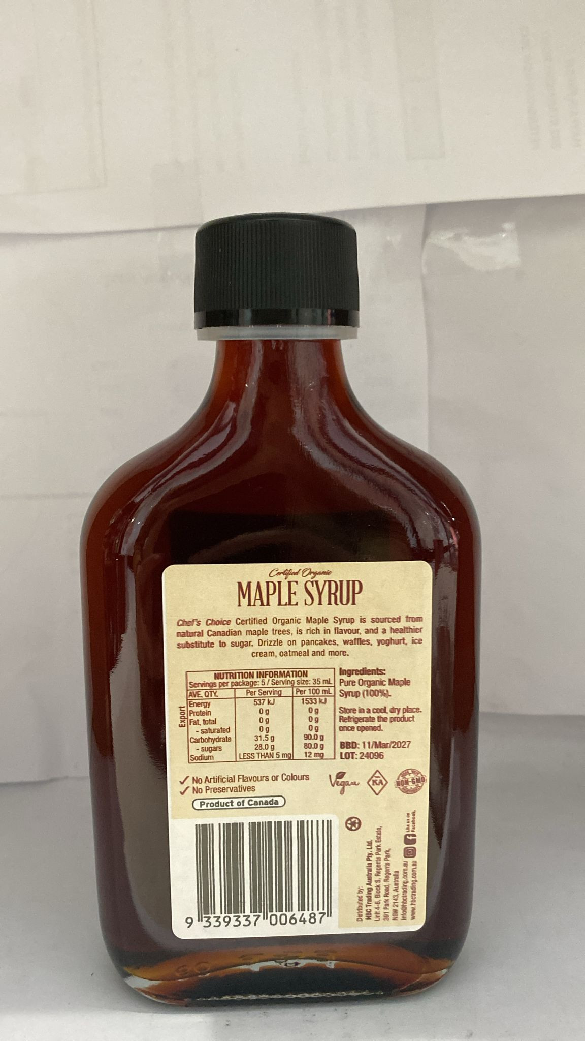 Organic Maple Syrup 189ml